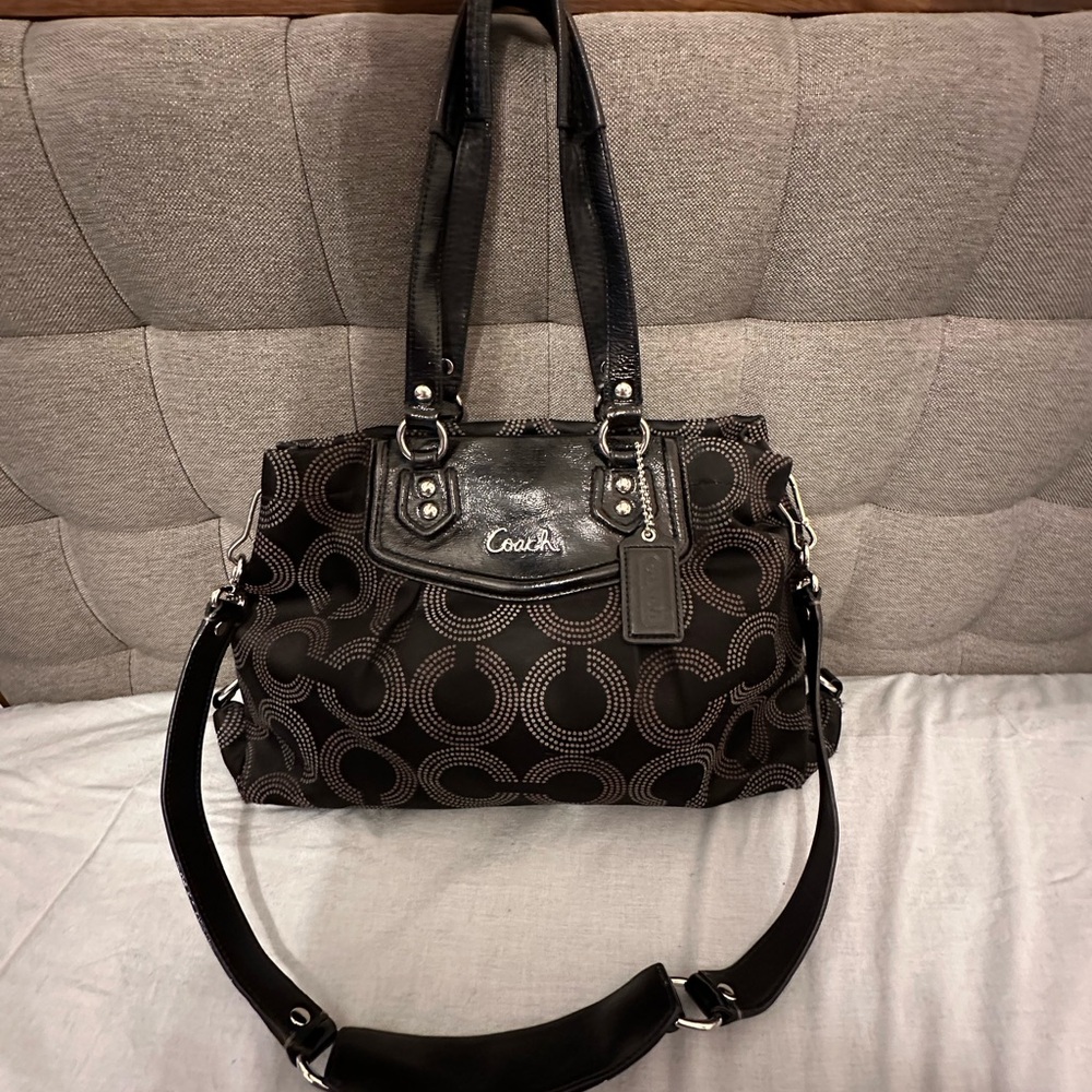 Y2k Coach Ashley dotted signature canvas black shoulder handbag